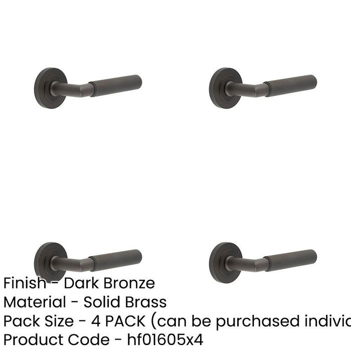 PACK Luxury Solid Brass Door Handle Knurled Rose Dark Bronze Finish Solid Brass Interior Handle (1)-1