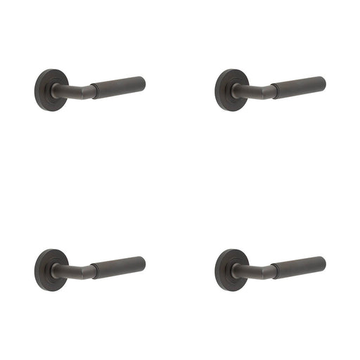 PACK Luxury Solid Brass Door Handle Knurled Rose Dark Bronze Finish Solid Brass Interior Handle (1)