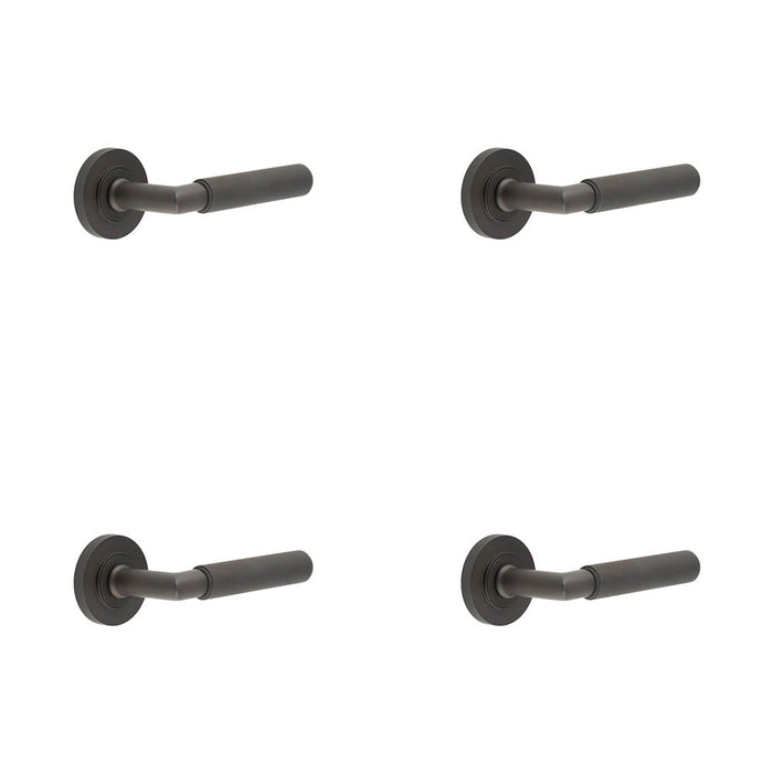 PACK Luxury Solid Brass Door Handle Knurled Rose Dark Bronze Finish Solid Brass Interior Handle (1)