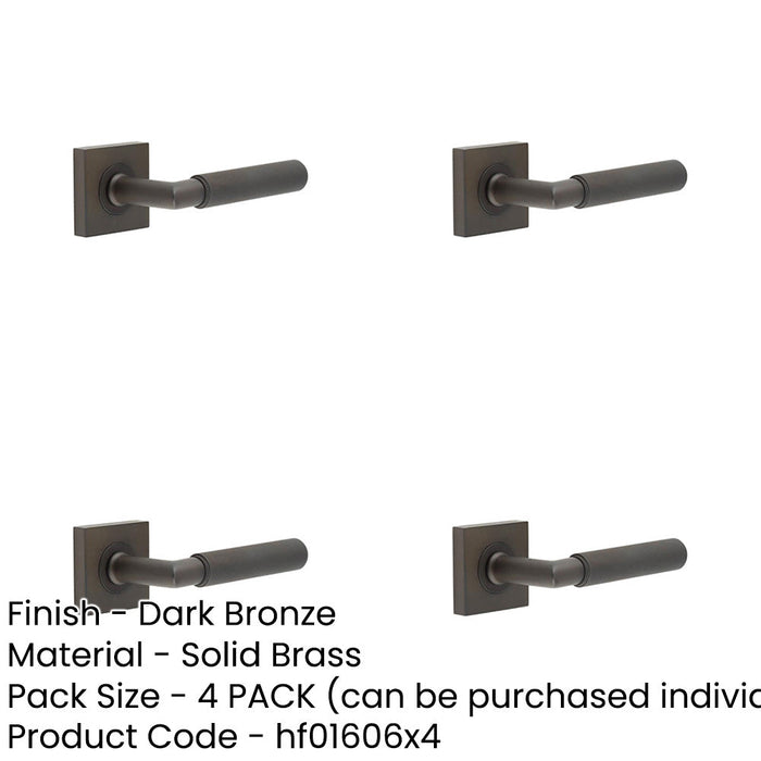 PACK Elegant Dark Bronze Door Handle Square Rose Premium Interiors Solid Brass Interior Handle-1