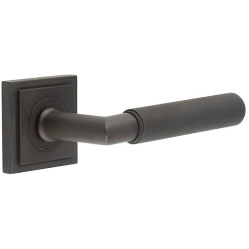 Elegant Dark Bronze Door Handle Square Stepped Rose Homes Offices Solid Brass Interior Handle