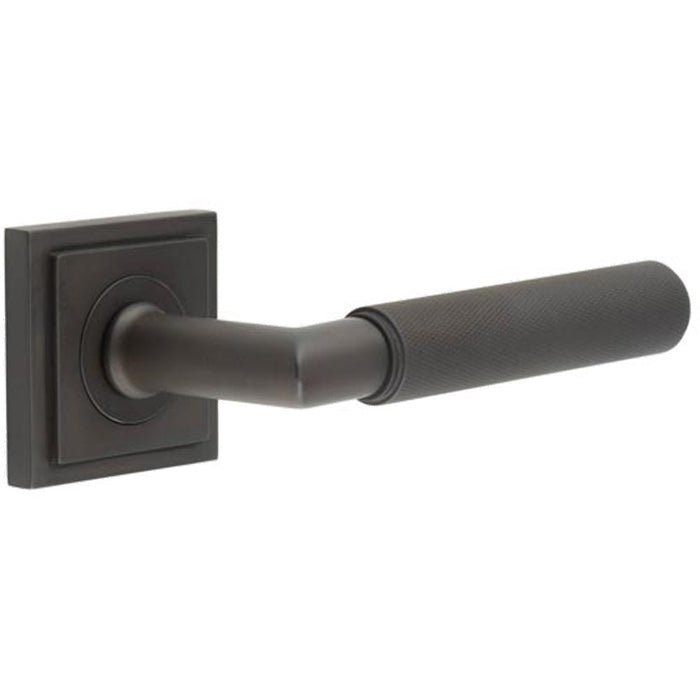 Elegant Dark Bronze Door Handle Square Stepped Rose Homes Offices Solid Brass Interior Handle