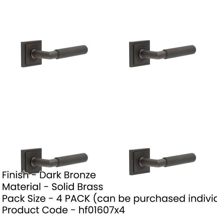 PACK Elegant Dark Bronze Door Handle Square Stepped Rose Homes Offices Solid Brass Interior Handle-1