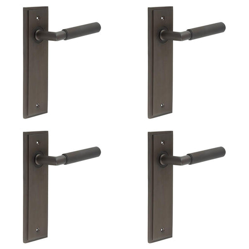 PACK Luxury Dark Bronze Door Handle Latch Backplate with Versatile Mounting Options Solid Brass Interior Handle