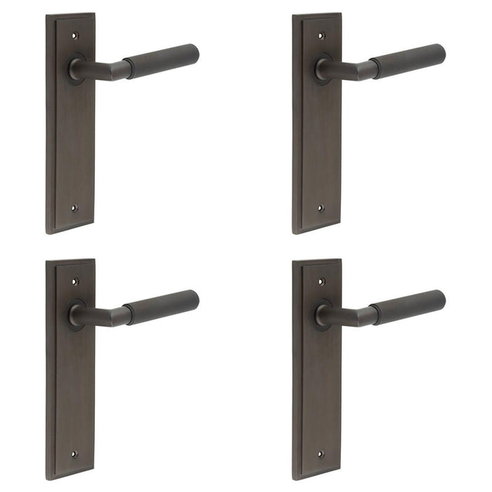 PACK Luxury Dark Bronze Door Handle Latch Backplate with Versatile Mounting Options Solid Brass Interior Handle