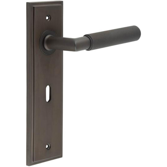 Premium Door Handle Lock Backplate Dark Bronze Finish Solid Brass Interior Handle