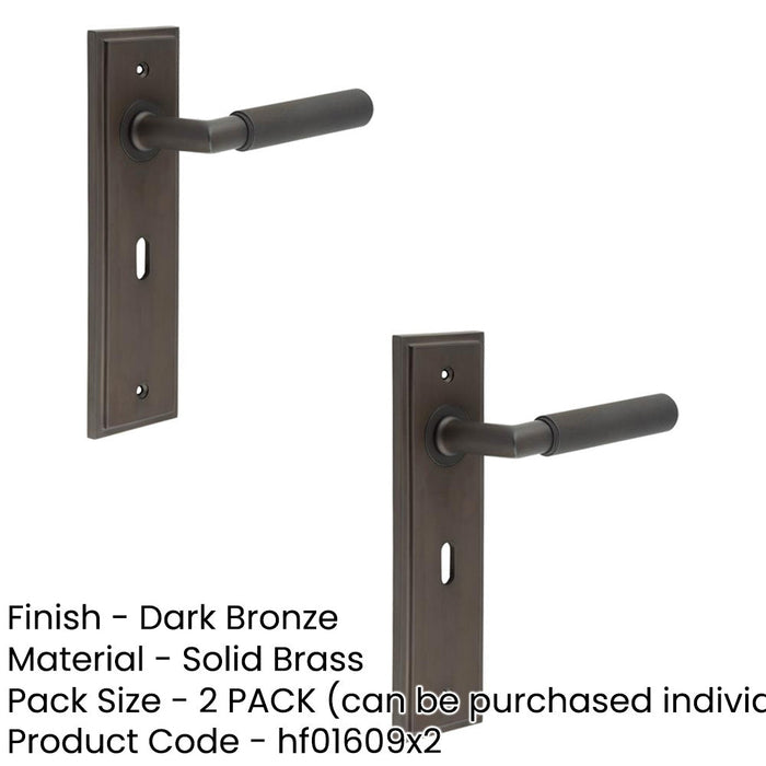 PACK Premium Door Handle Lock Backplate Dark Bronze Finish Solid Brass Interior Handle (1)-1