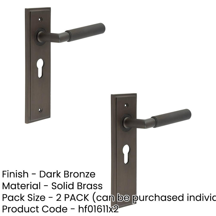 PACK Elegant Dark Bronze Door Handle with Euro Backplate Modern Interiors Solid Brass Interior Handle (1)-1