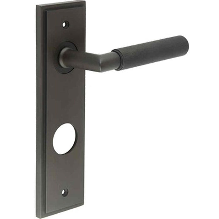 Luxury Dark Bronze Bathroom Door Handle with Backplate Solid Brass Interior Handle (1)