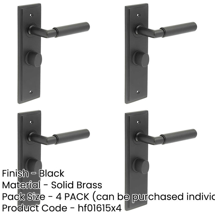 PACK Premium Solid Brass Door Handle with Black Backplate Bathrooms Solid Brass Interior Handle-1