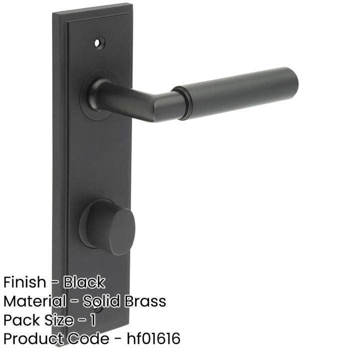 Elegant Black Door Handle with Bathroom Backplate Turn Release Solid Brass Interior Handle-1