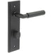 Elegant Black Door Handle with Bathroom Backplate Turn Release Solid Brass Interior Handle