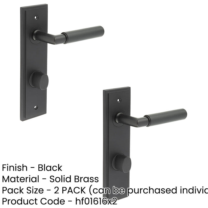 PACK Elegant Black Door Handle with Bathroom Backplate Turn Release Solid Brass Interior Handle (1)-1