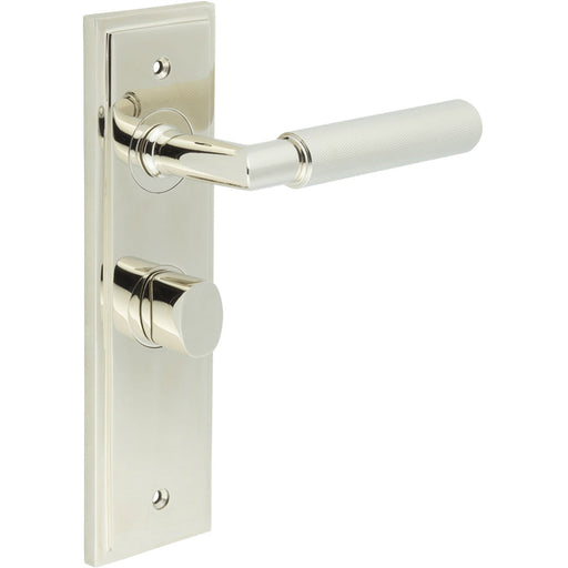 Polished Nickel Bathroom Door Handle with Backplate Turn Release Solid Brass Interior Handle (17)