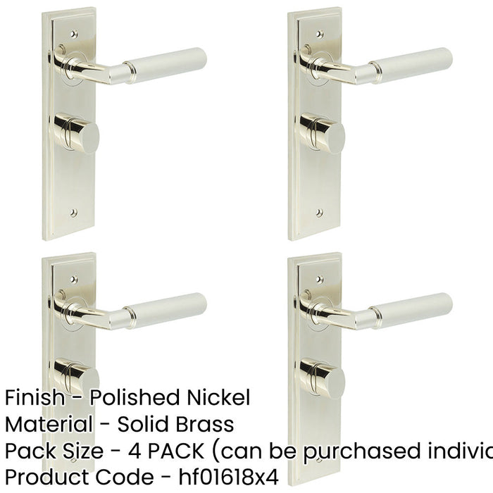 PACK Polished Nickel Bathroom Door Handle with Backplate Turn Release Solid Brass Interior Handle (17)-1