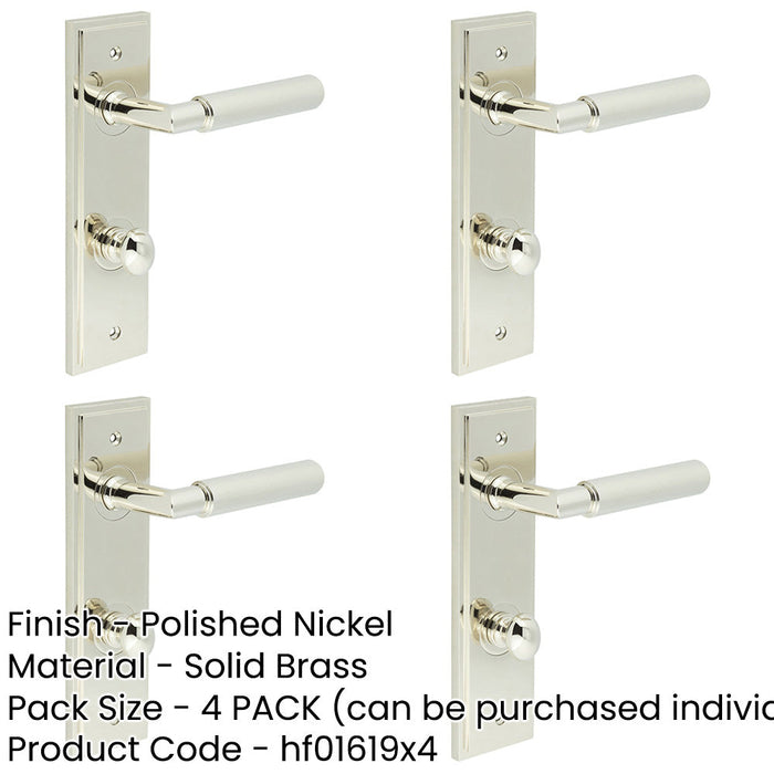 PACK Luxury Polished Nickel Bathroom Door Handle with Backplate Turn Release Solid Brass Interior Handle (1)-1