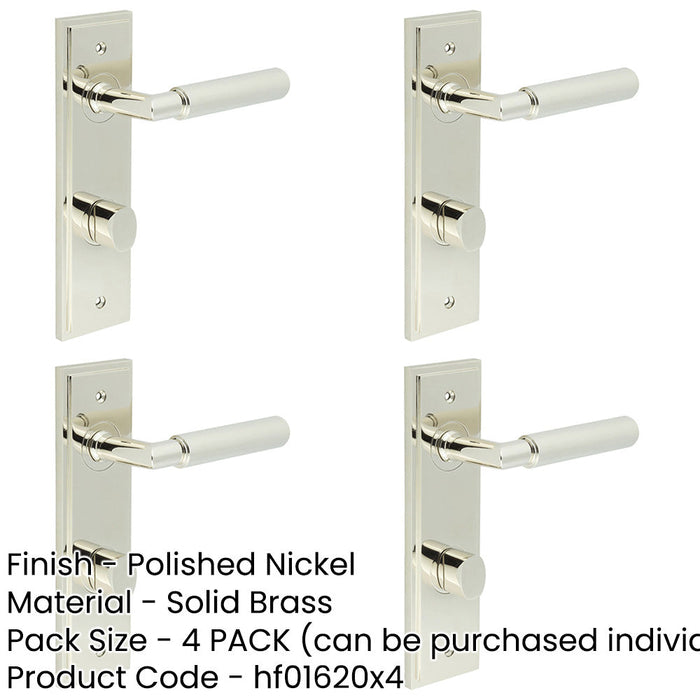 PACK Polished Nickel Door Handle with Backplate Bathroom Stylish Lever Release Solid Brass Interior Handle-1