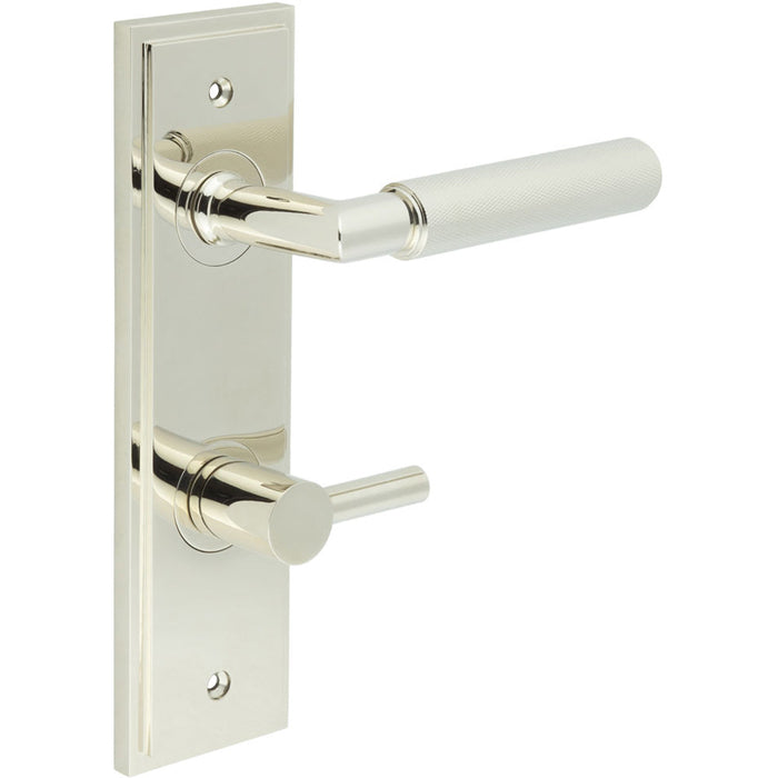 Luxury Polished Nickel Door Handle with Turn Release Bathrooms Solid Brass Interior Handle