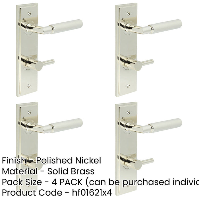 PACK Luxury Polished Nickel Door Handle with Turn Release Bathrooms Solid Brass Interior Handle-1