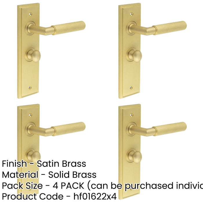 PACK Satin Brass Bathroom Door Handle with Backplate Turn Release Solid Brass Interior Handle (6)-1