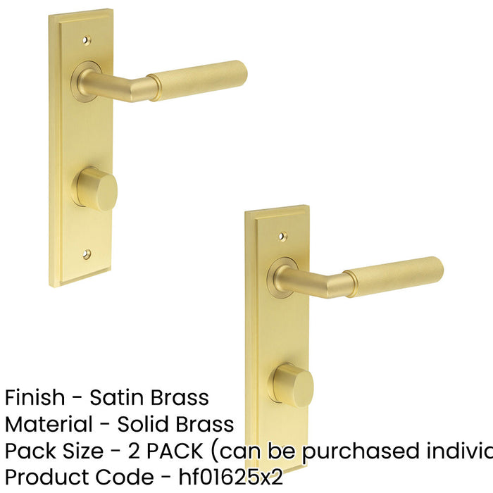 PACK Satin Brass Door Handle with Backplate Bathrooms Elegant Turn Release Mechanism Solid Brass Interior Handle (1)-1