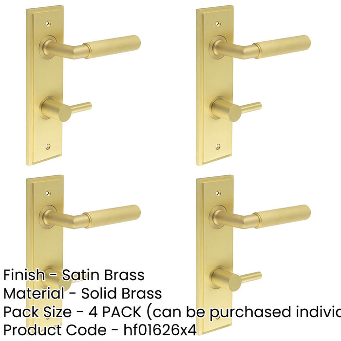 PACK Satin Brass Bathroom Door Handle with Turn Release Mechanism Solid Brass Interior Handle-1