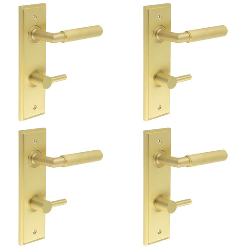 PACK Satin Brass Bathroom Door Handle with Turn Release Mechanism Solid Brass Interior Handle