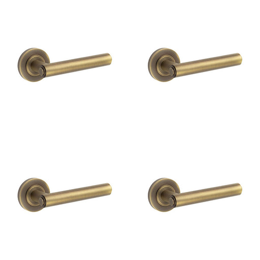 PACK Elegant Antique Brass Door Handle with Customizable Roses Solid Brass Interior Handle