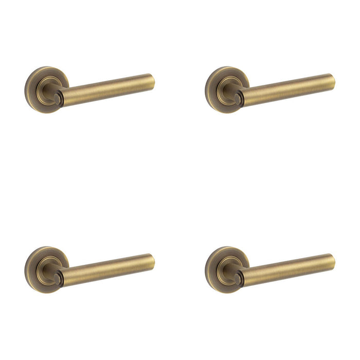 PACK Elegant Antique Brass Door Handle with Customizable Roses Solid Brass Interior Handle