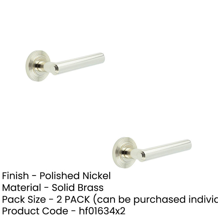 PACK Luxurious Reeded Rose Door Handle Polished Nickel Finish Solid Brass Interior Handle (1)-1