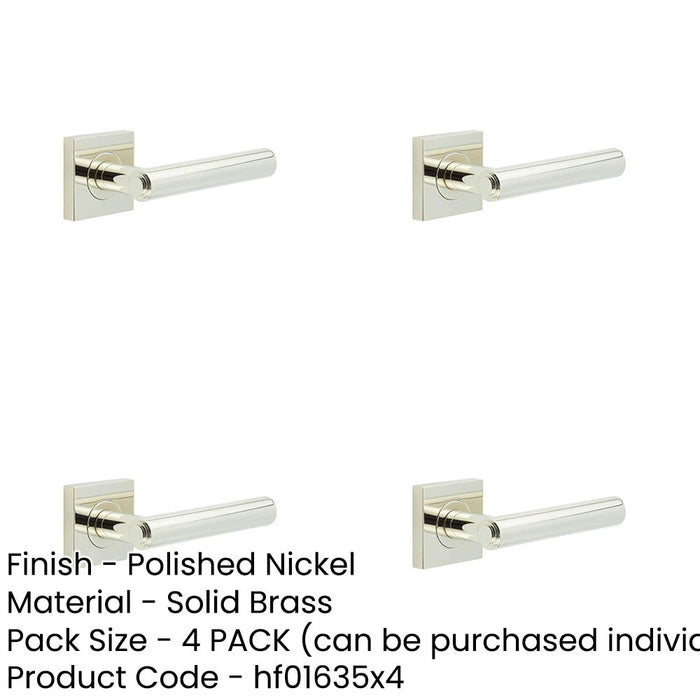 PACK Elegant Square Plain Door Handle Polished Nickel Finish Solid Brass Interior Handle-1