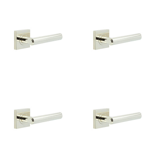 PACK Elegant Square Plain Door Handle Polished Nickel Finish Solid Brass Interior Handle