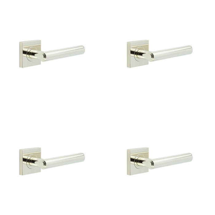 PACK Elegant Square Plain Door Handle Polished Nickel Finish Solid Brass Interior Handle