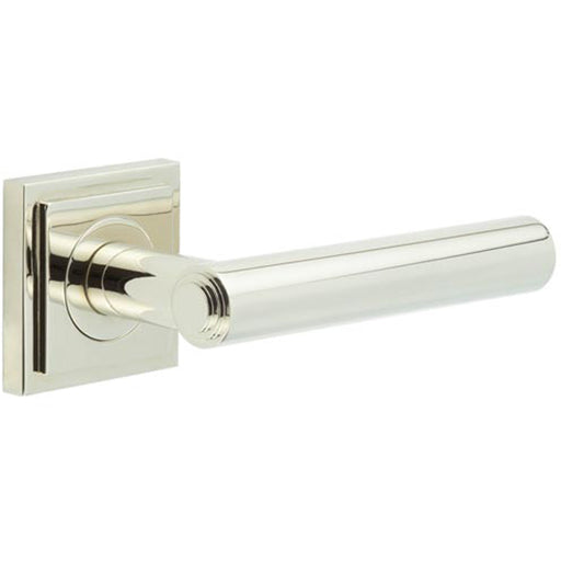 Luxurious Square Stepped Door Handle Polished Nickel Solid Brass Interior Handle