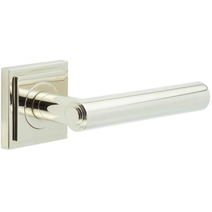 Luxurious Square Stepped Door Handle Polished Nickel Solid Brass Interior Handle