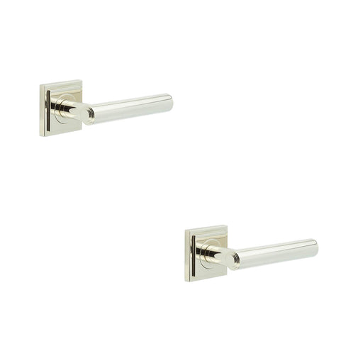 PACK Luxurious Square Stepped Door Handle Polished Nickel Solid Brass Interior Handle (1)