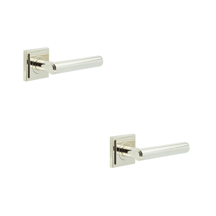 PACK Luxurious Square Stepped Door Handle Polished Nickel Solid Brass Interior Handle (1)