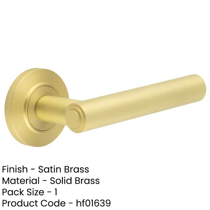Premium Chamfered Rose Door Handle Satin Brass Finish Solid Brass Interior Handle-1