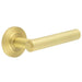 Premium Chamfered Rose Door Handle Satin Brass Finish Solid Brass Interior Handle