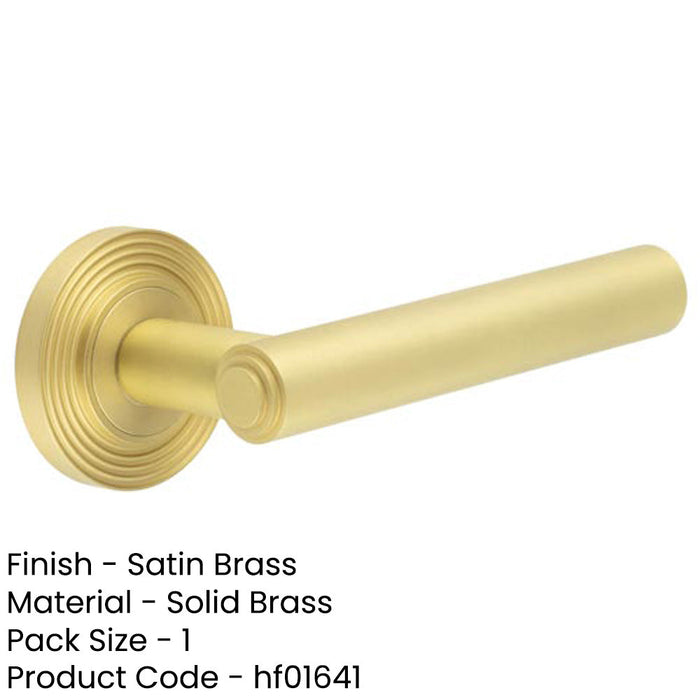 Luxurious Satin Brass Reeded Door Handle with Customizable Roses Solid Brass Interior Handle-1