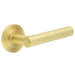 Luxurious Satin Brass Reeded Door Handle with Customizable Roses Solid Brass Interior Handle
