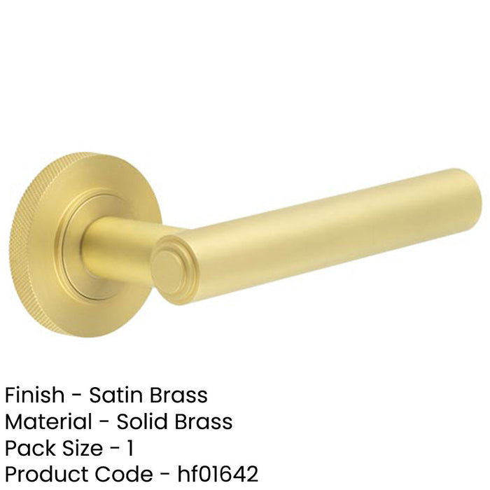 Premium Knurled Satin Brass Door Handle with Customizable Roses Solid Brass Interior Handle-1