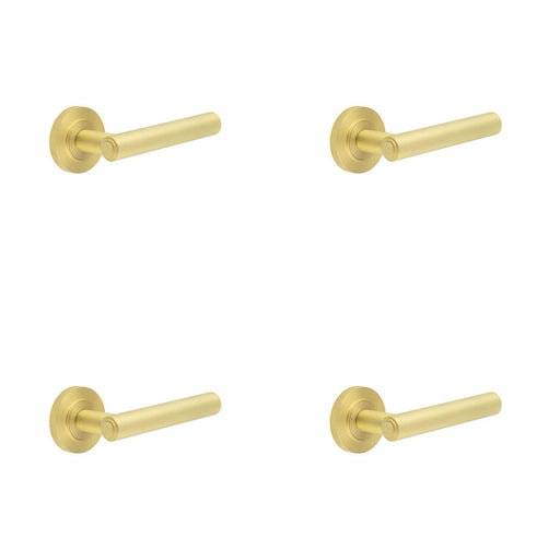 PACK Premium Knurled Satin Brass Door Handle with Customizable Roses Solid Brass Interior Handle