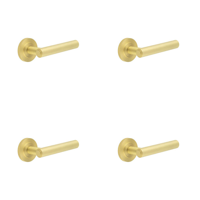 PACK Premium Knurled Satin Brass Door Handle with Customizable Roses Solid Brass Interior Handle