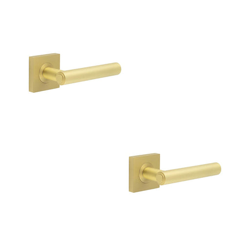 PACK Elegant Square Satin Brass Door Handle Stylish Interiors Solid Brass Interior Handle (1)