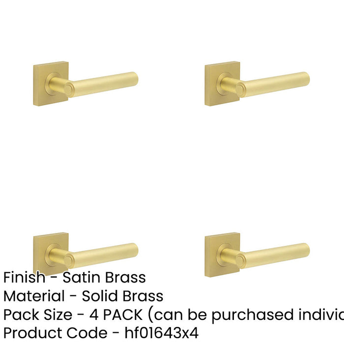 PACK Elegant Square Satin Brass Door Handle Stylish Interiors Solid Brass Interior Handle-1