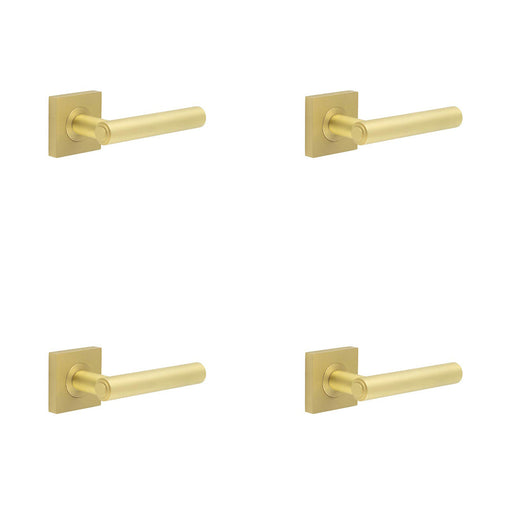 PACK Elegant Square Satin Brass Door Handle Stylish Interiors Solid Brass Interior Handle