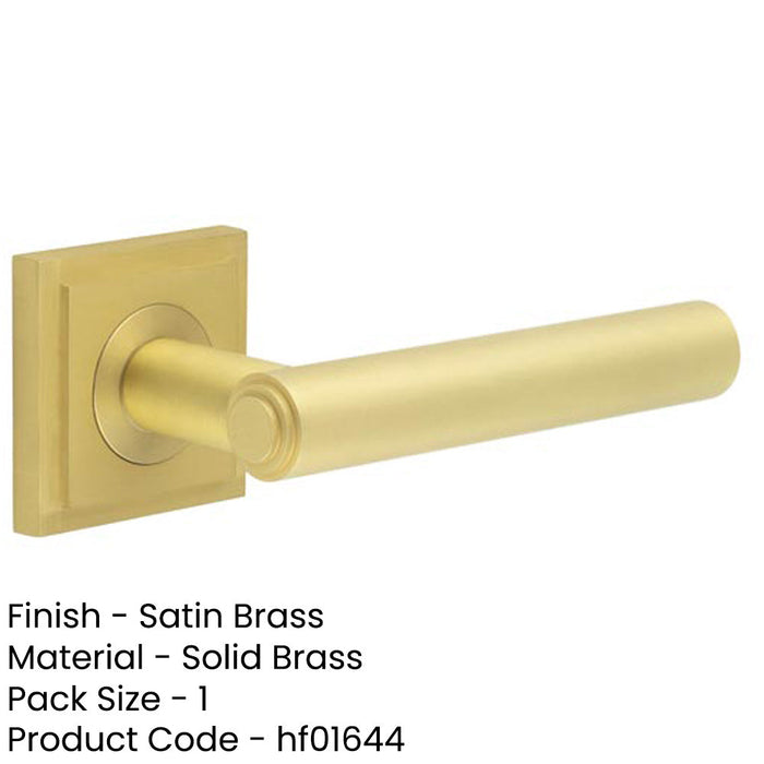 Premium Square Stepped Door Handle Satin Brass Finish Solid Brass Interior Handle-1