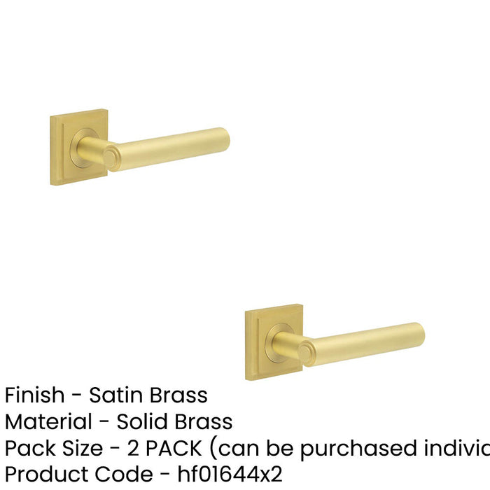 PACK Premium Square Stepped Door Handle Satin Brass Finish Solid Brass Interior Handle (1)-1