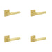 PACK Premium Square Stepped Door Handle Satin Brass Finish Solid Brass Interior Handle